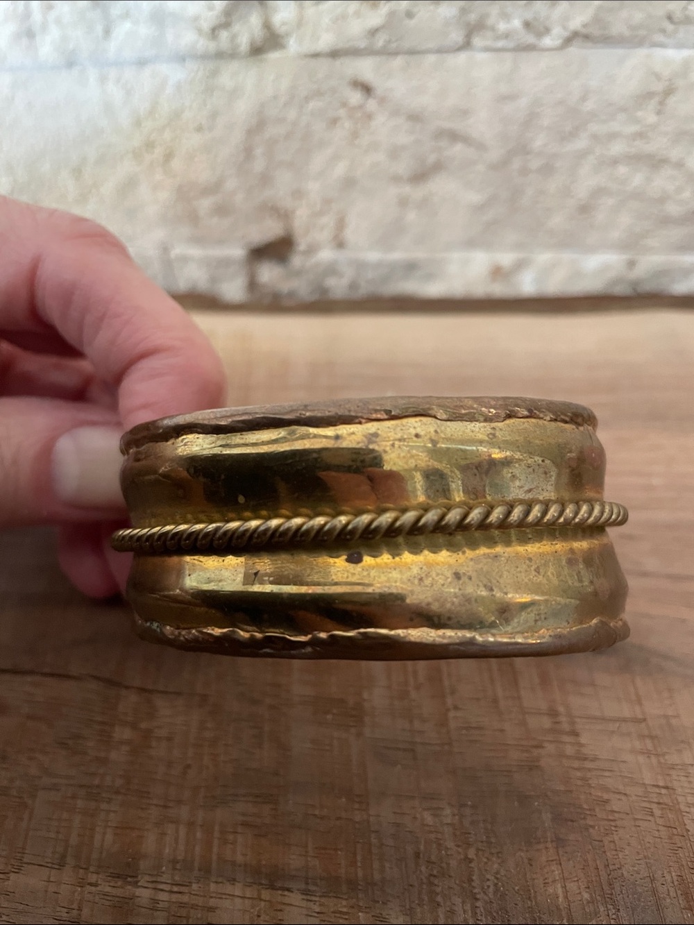 Silver and Brass Bangle Set - Picture 3 of 6
